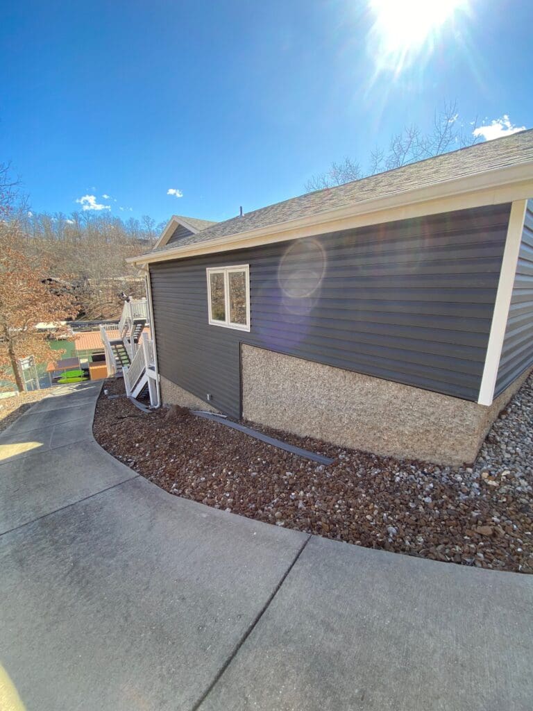 Side view of siding on chesnut house