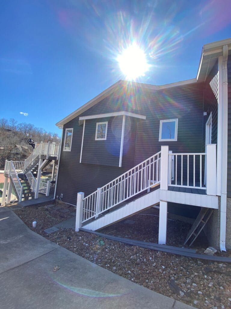 porch view of chesnut house siding.